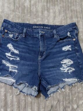 American Eagle Outfitters Distressed Dark Blue Cutoff Denim Shorts